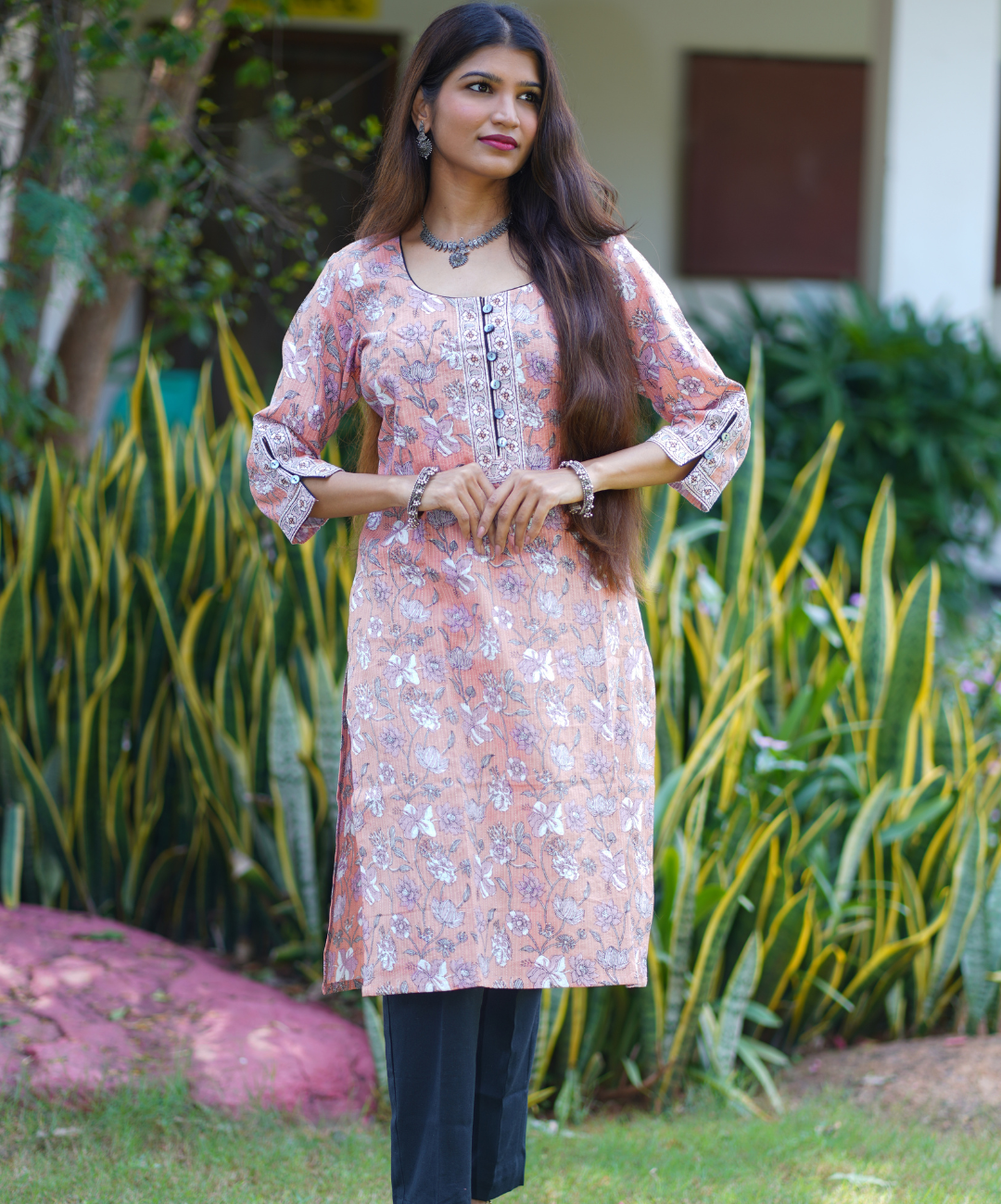 Peach Long Kurta
