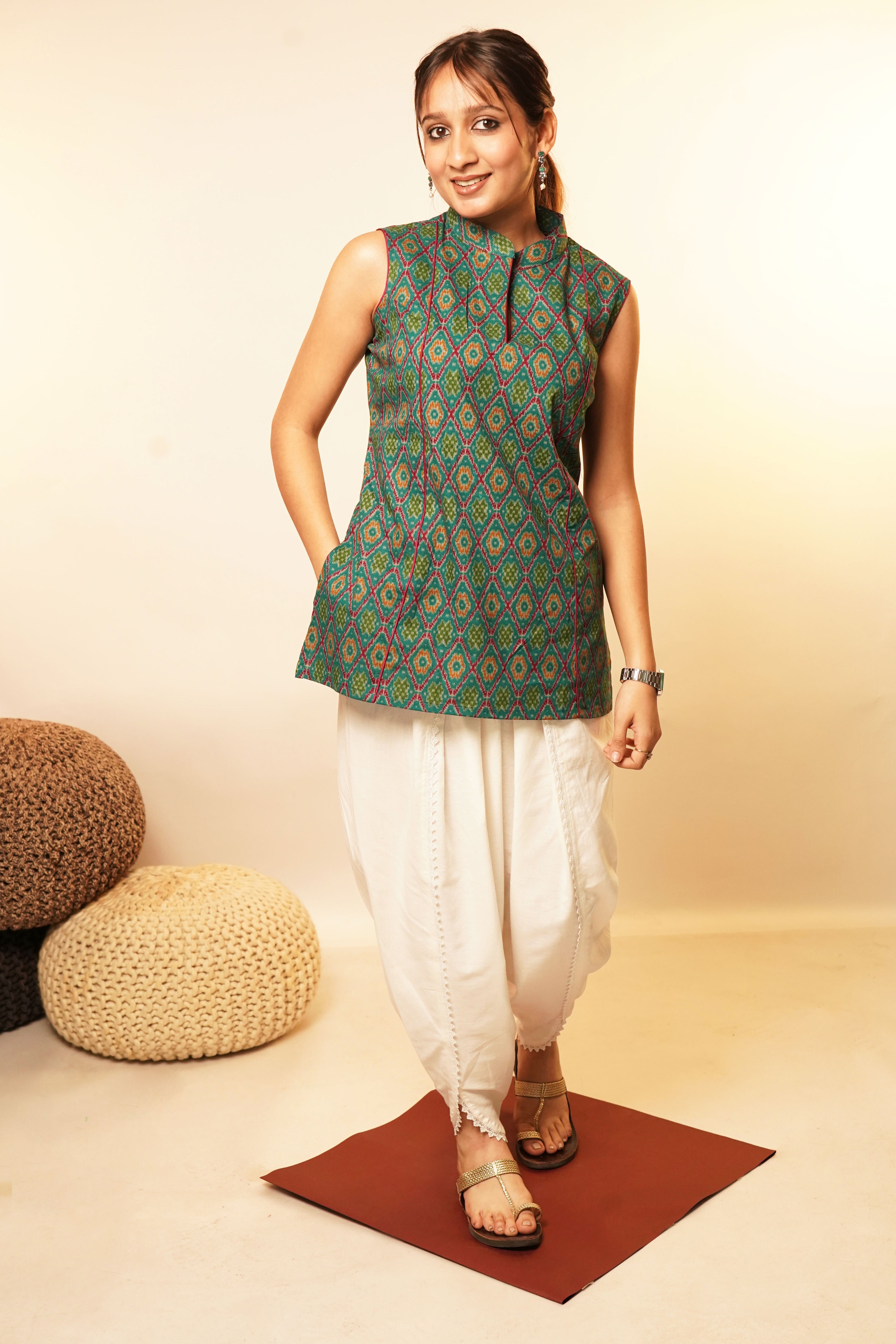 Green Ikkat Top