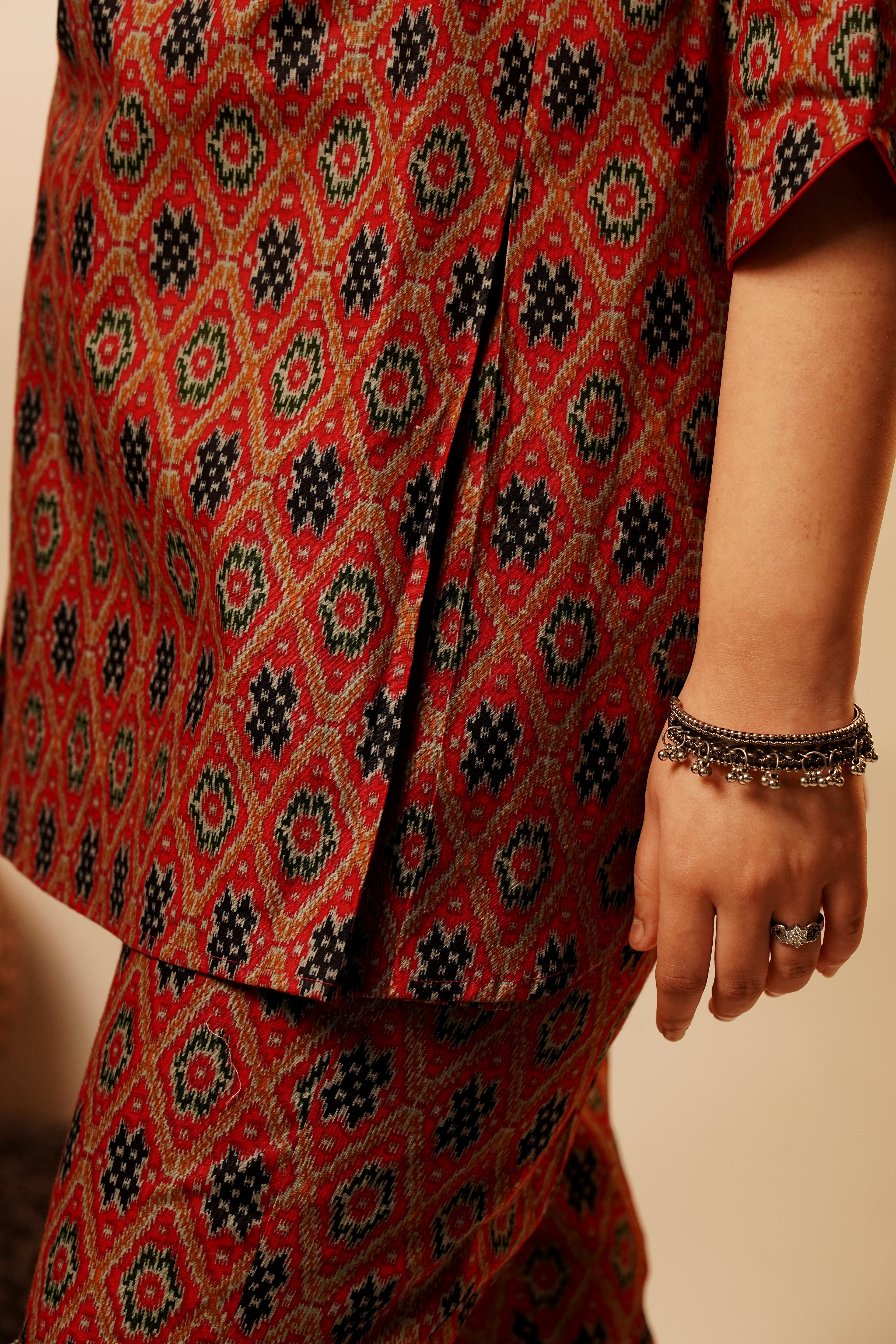 Maroon Ikkat Top Co-Ord Set