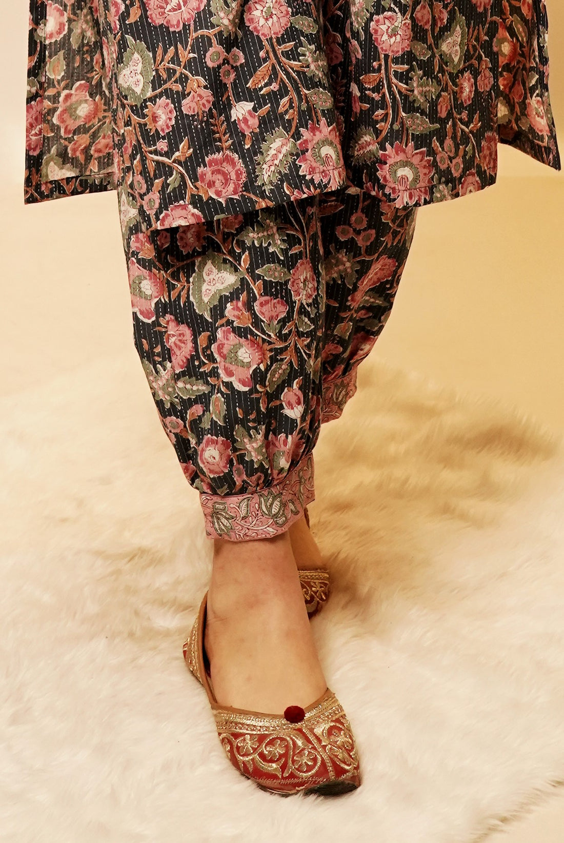 Black Floral Afgani Pants