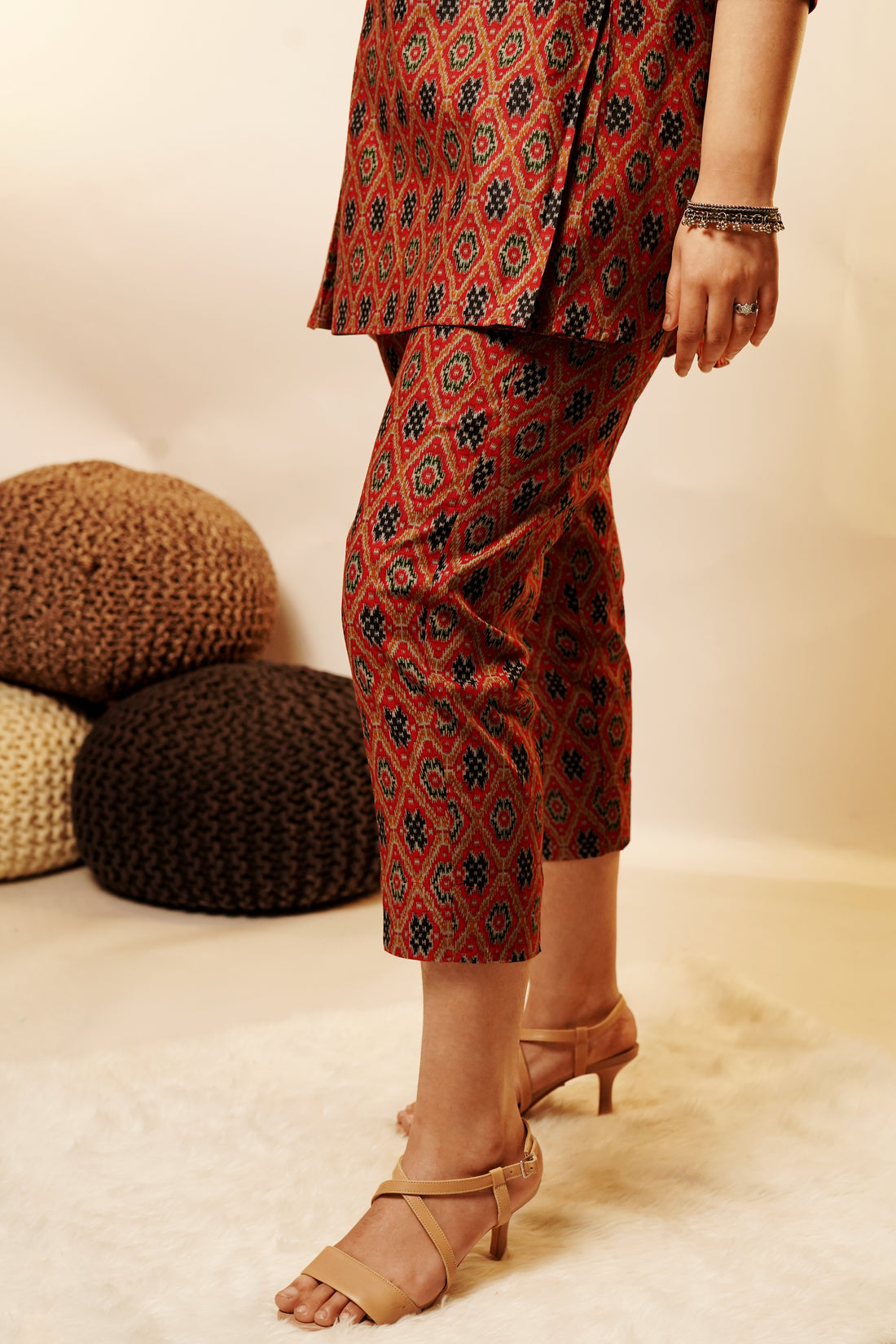 Maroon Ikkat Pants
