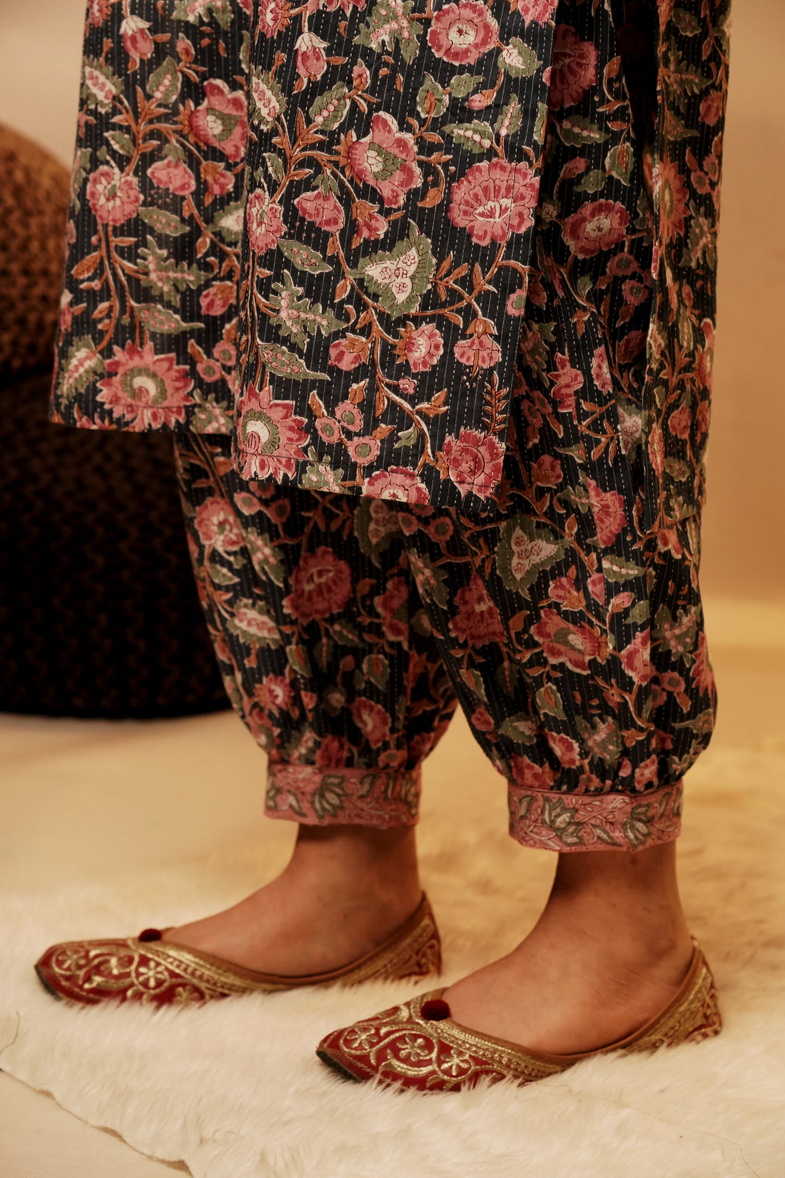 Black Floral Afgani Pants