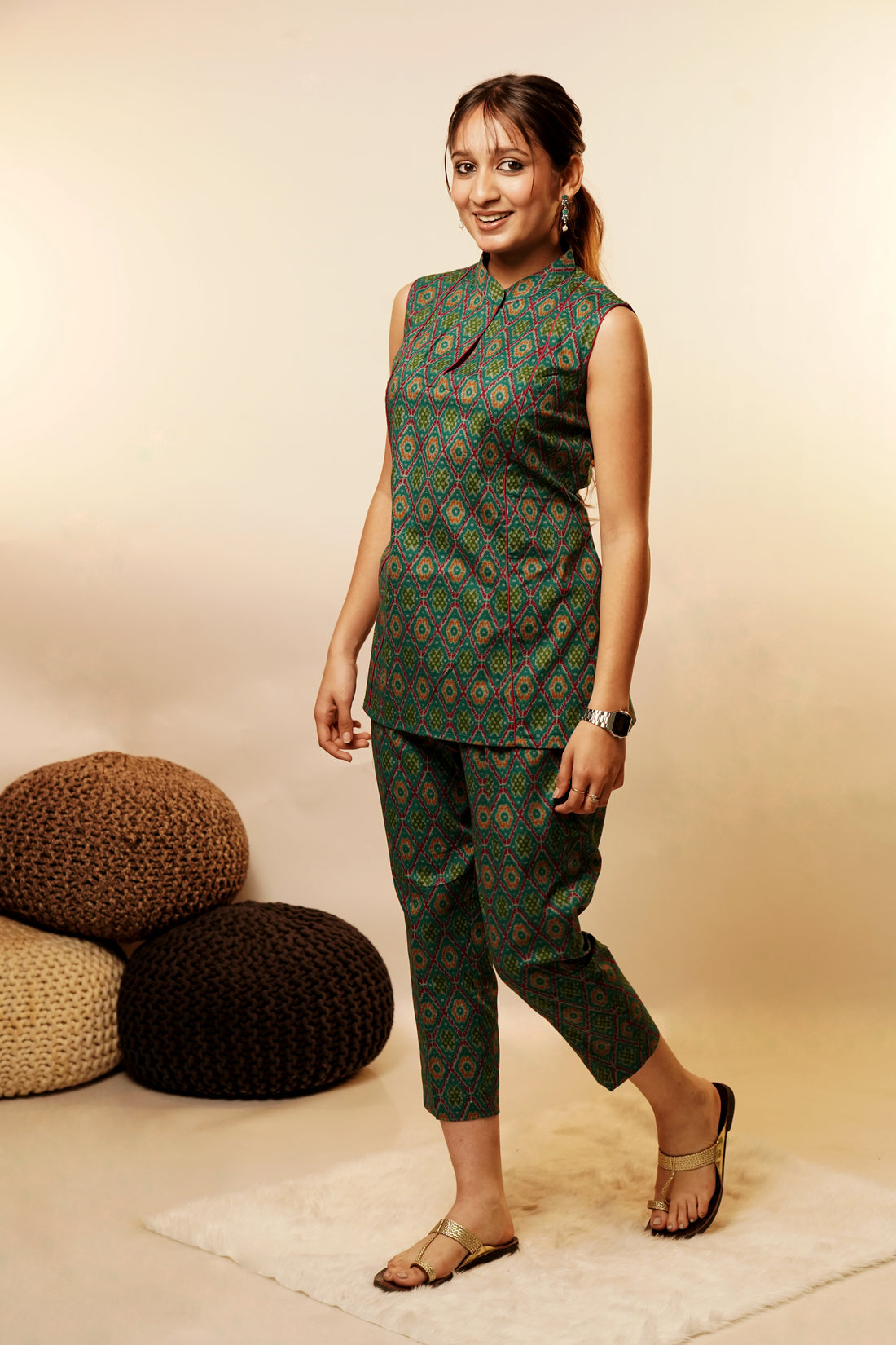 Green Ikkat Top