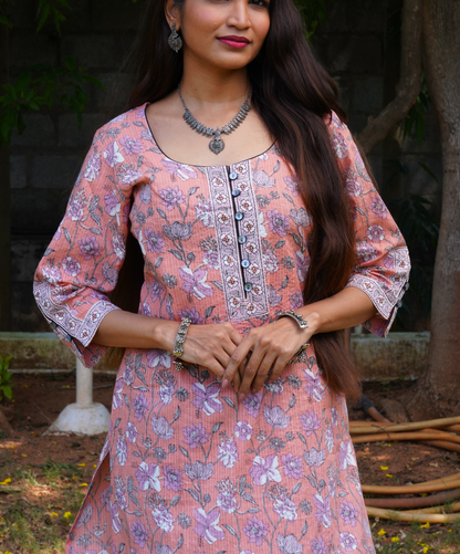 Peach Long Kurta