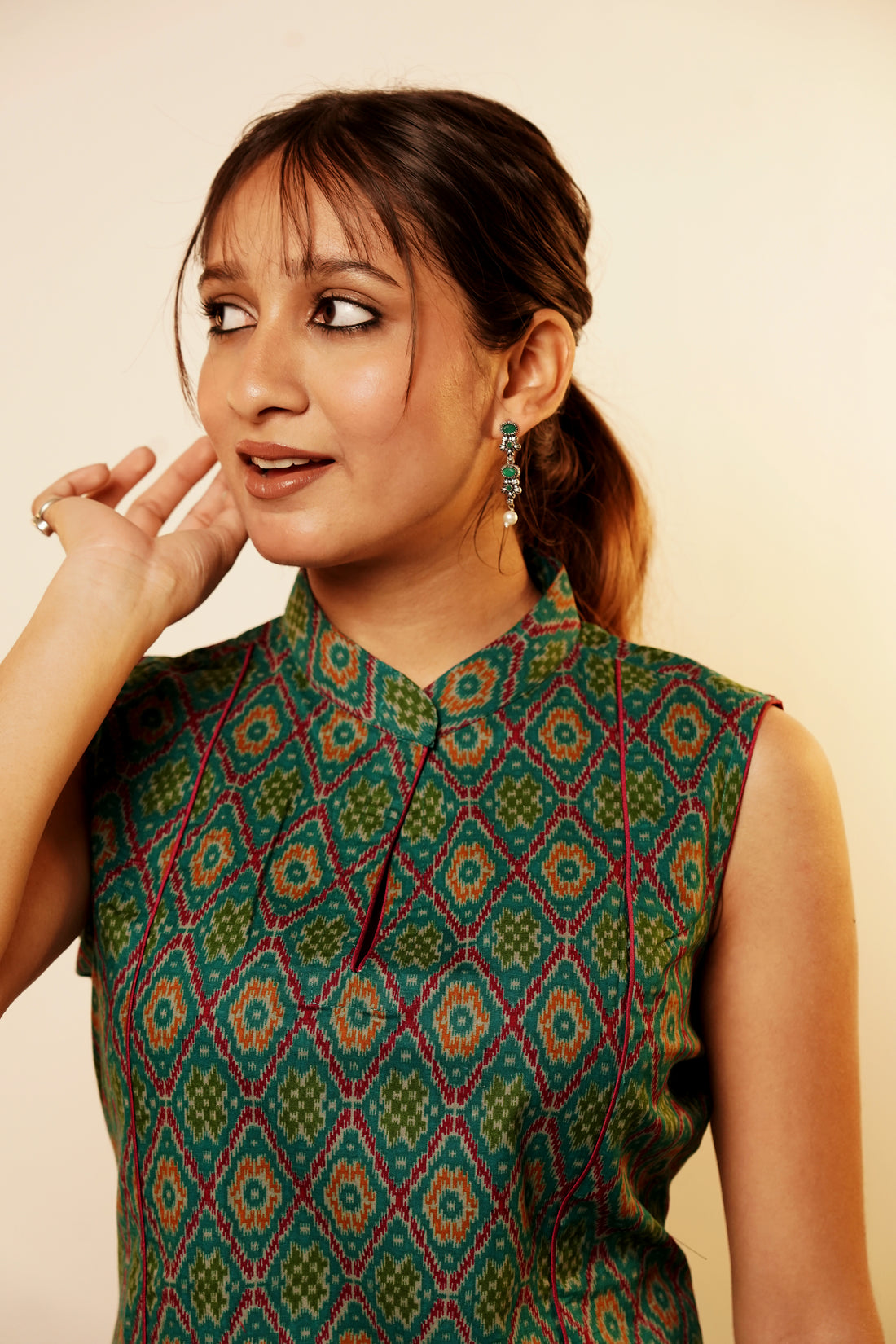 Green Ikkat Top