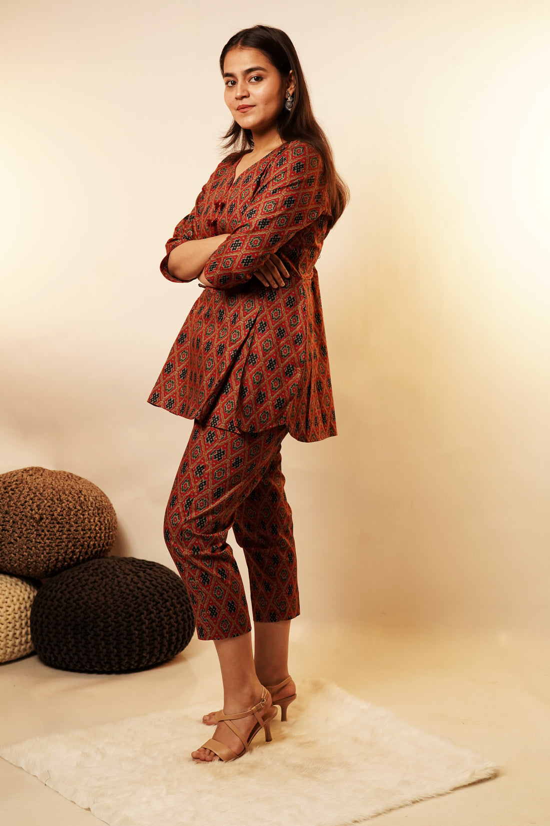 Maroon Ikkat Pants